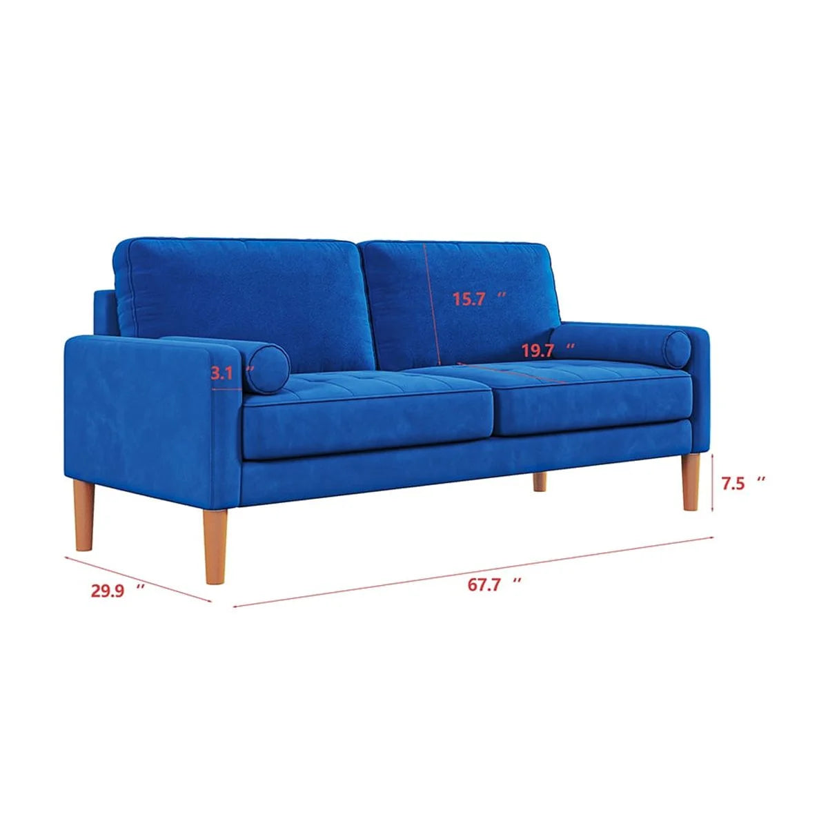 Blue L Shaped Sofa Couch 2 Seater Loveseat B82766