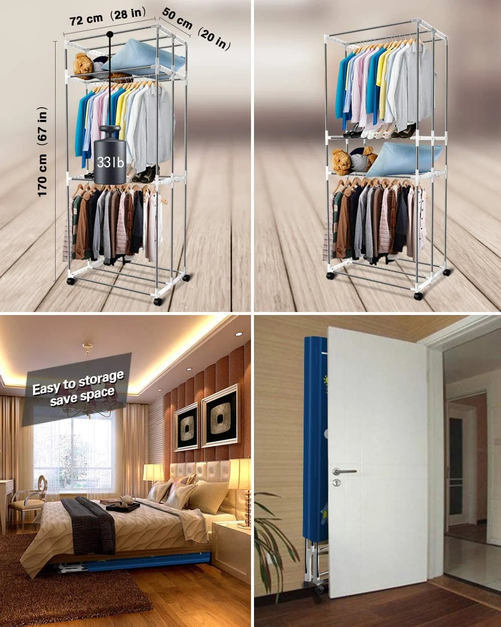 Portable 3-Tier Foldable Clothes Drying Rack with Remote Control F25946