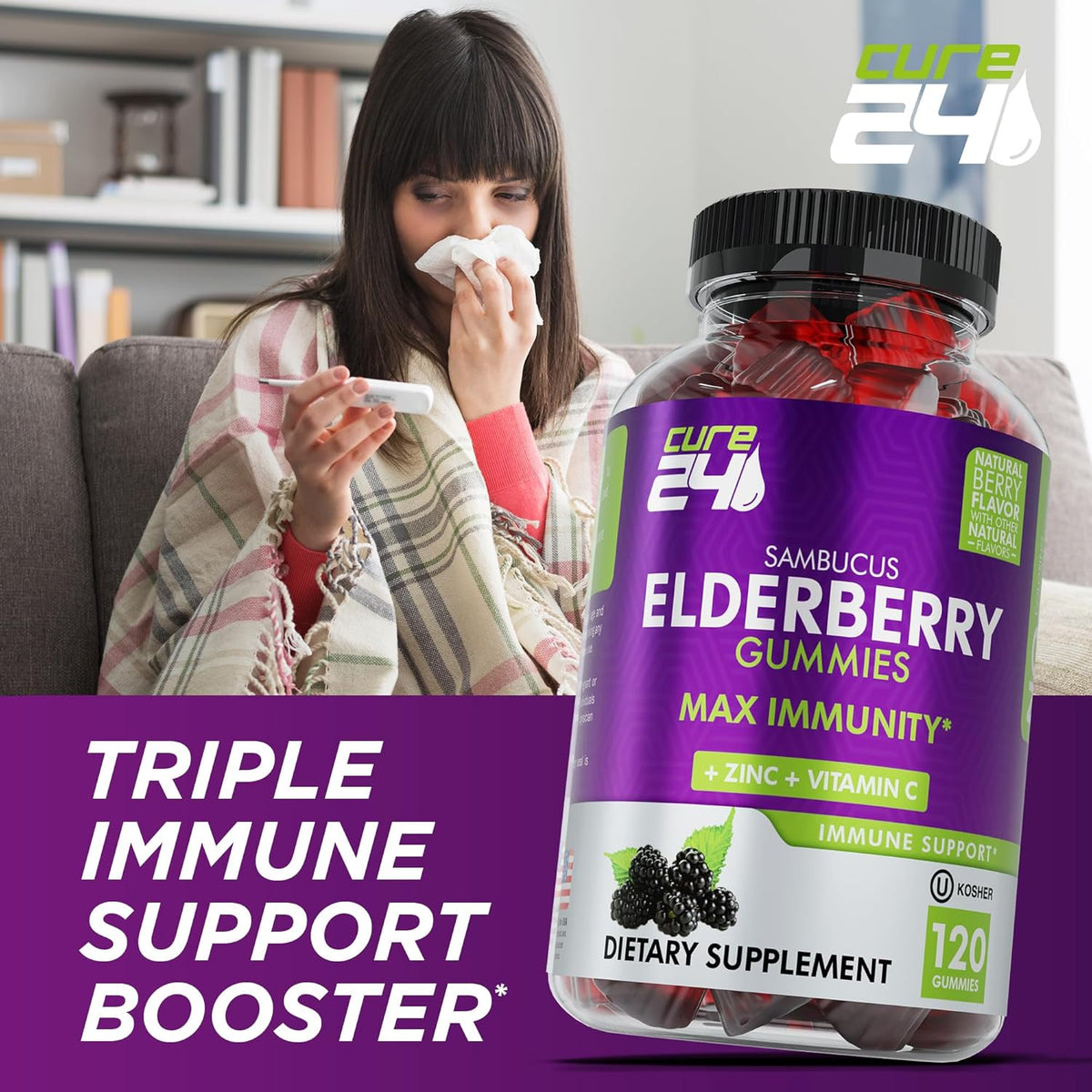 Elderberry Gummies with Vitamin C and Zinc 120 Count L6818