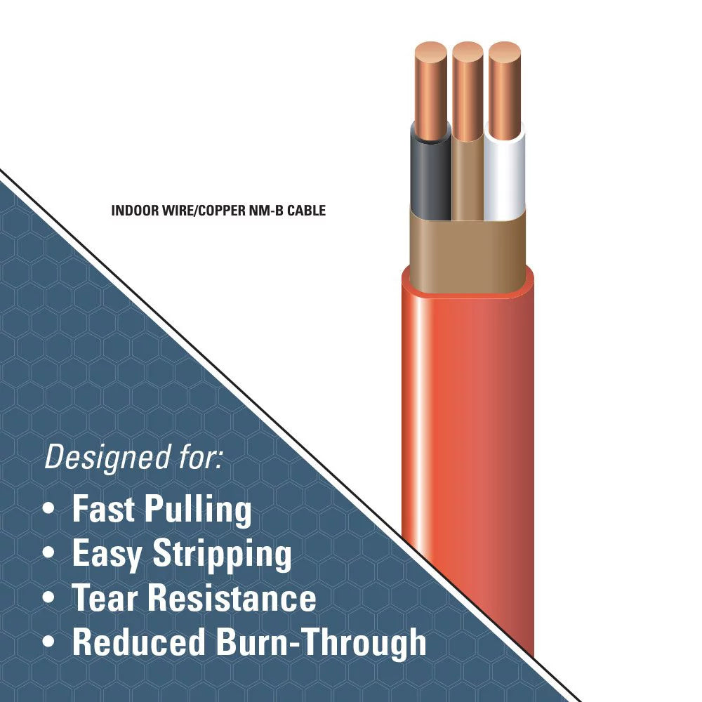 50' 10/2 with ground Indoor Electrical Wire NM-B Orange X499515