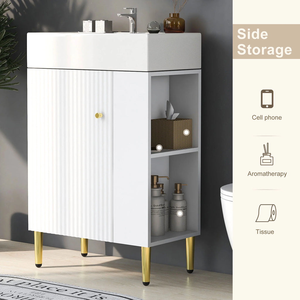 21.6" Wood Bathroom Vanity with Ceramic Sink I395124