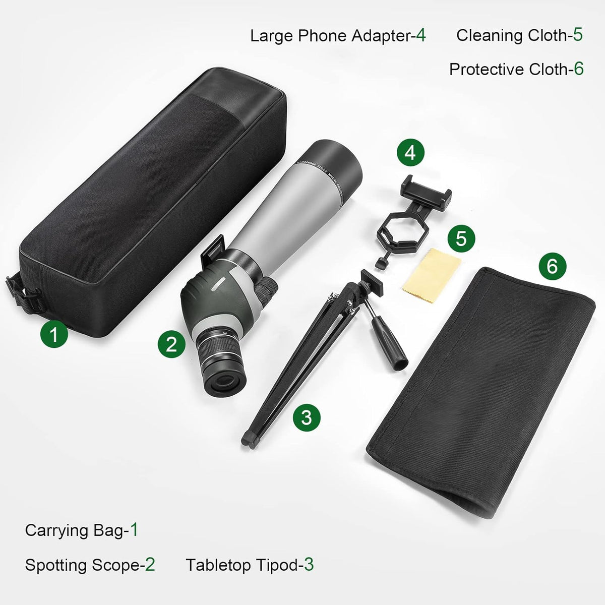20-60X80 Spotting Scope with Tripod, Carry Bag, Dual Focusing and 24MM Big Eyepiece A193