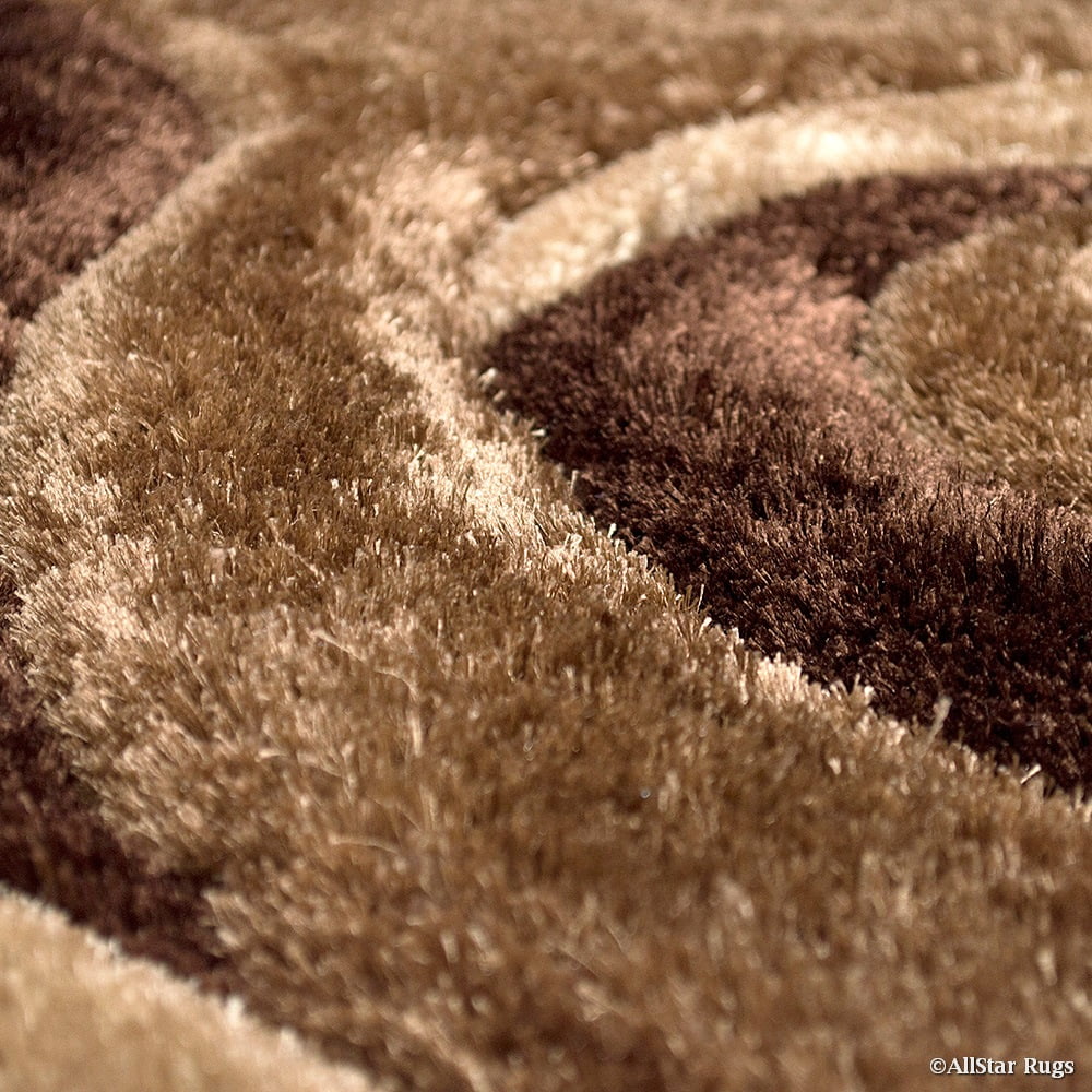Shaggy Area Rug with 3D Brown Spiral Design 5' x 7' B6266