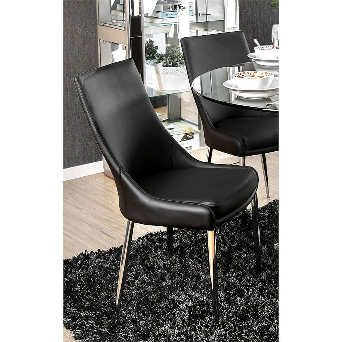 Faux Leather Dining Chair in Black (Set of 2) B67980
