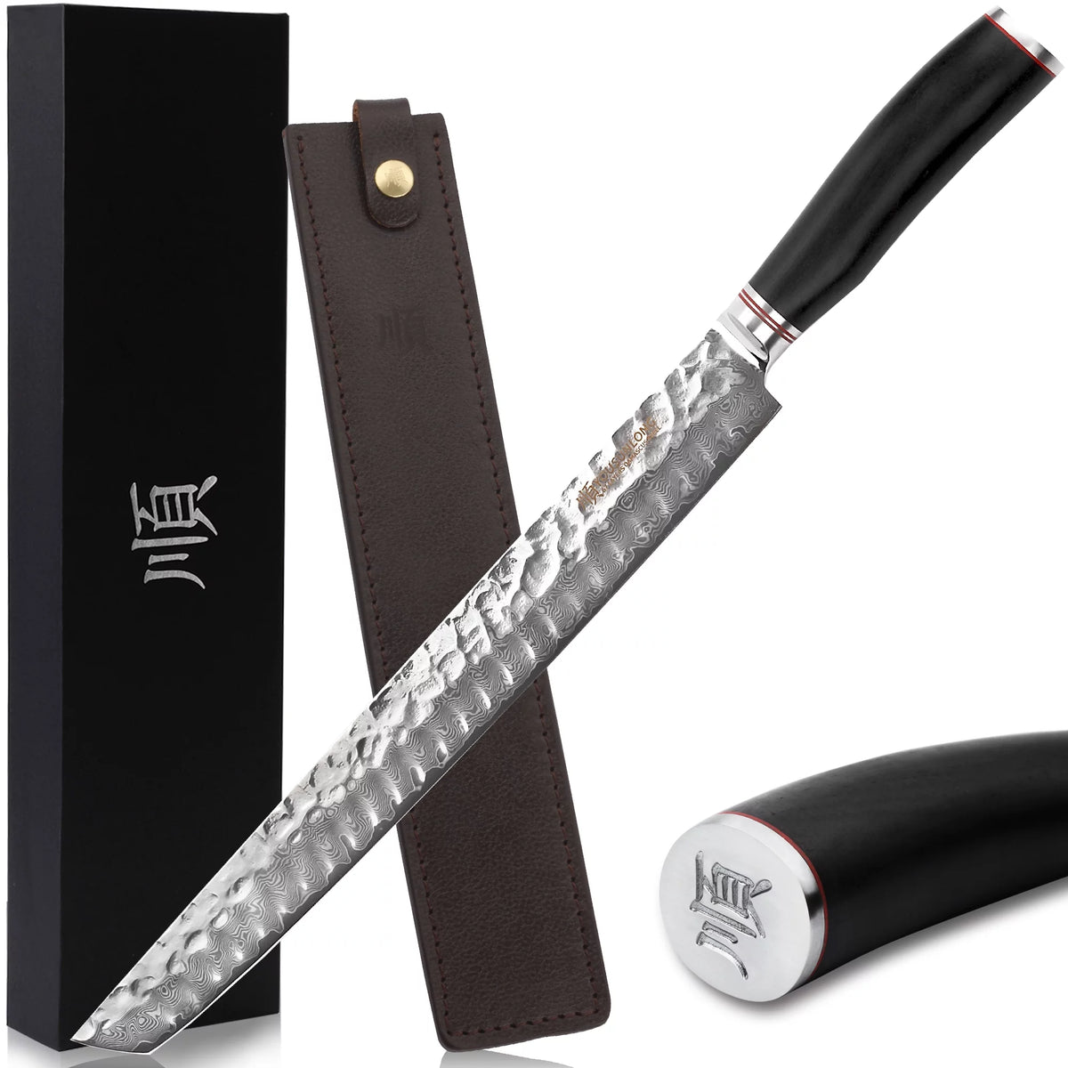 13 Inch Damascus Steel Fillet Knife with Leather Sheath J94777