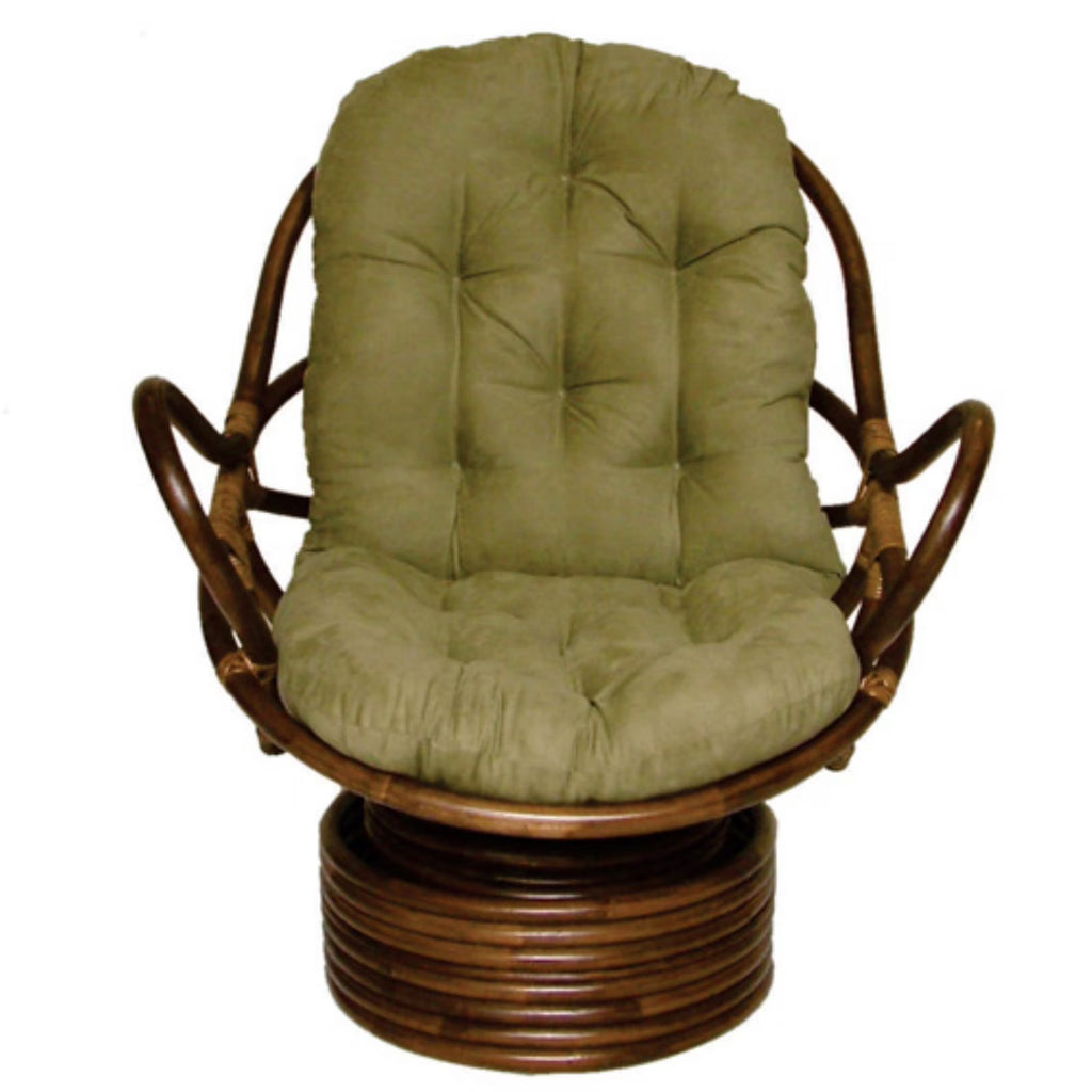 Rattan Coil Base Swivel Rocker with Micro Suede Cushion L735