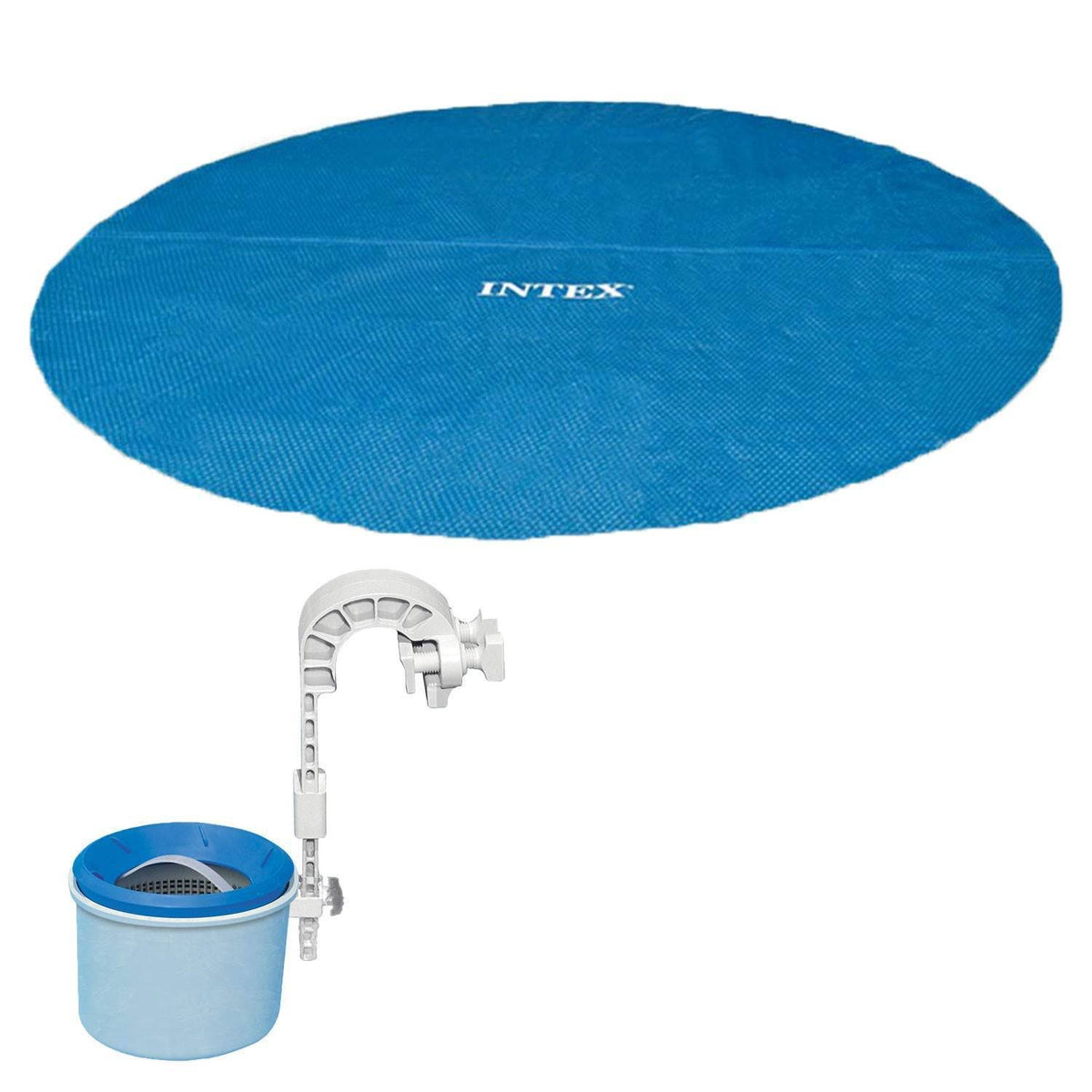 18 Foot Solar Vinyl Pool Cover and Wall Mounted Automatic Surface Skimmer A68358