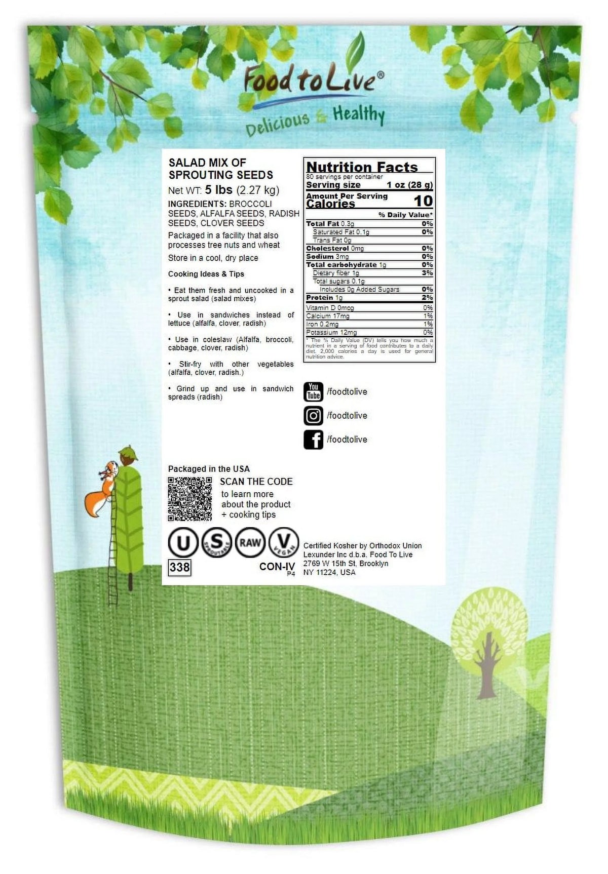 5 Pounds Sprouting Seeds Salad Mix O307