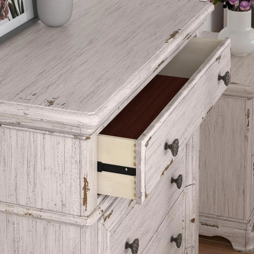 Antique White Wood Five Drawer Chest P683530