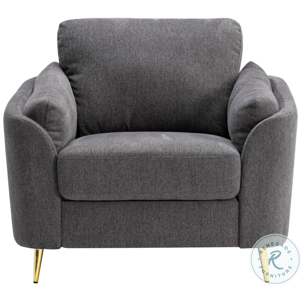 Dark Gray Polyester Accent Chair with Gold Metal Legs R602049