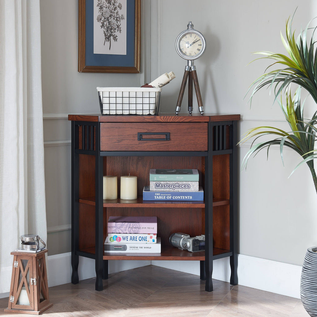 Corner Bookcase with Drawer Storage J769