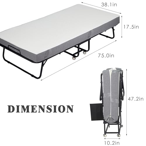 Black Folding Rollaway Bed with Mattress T258615