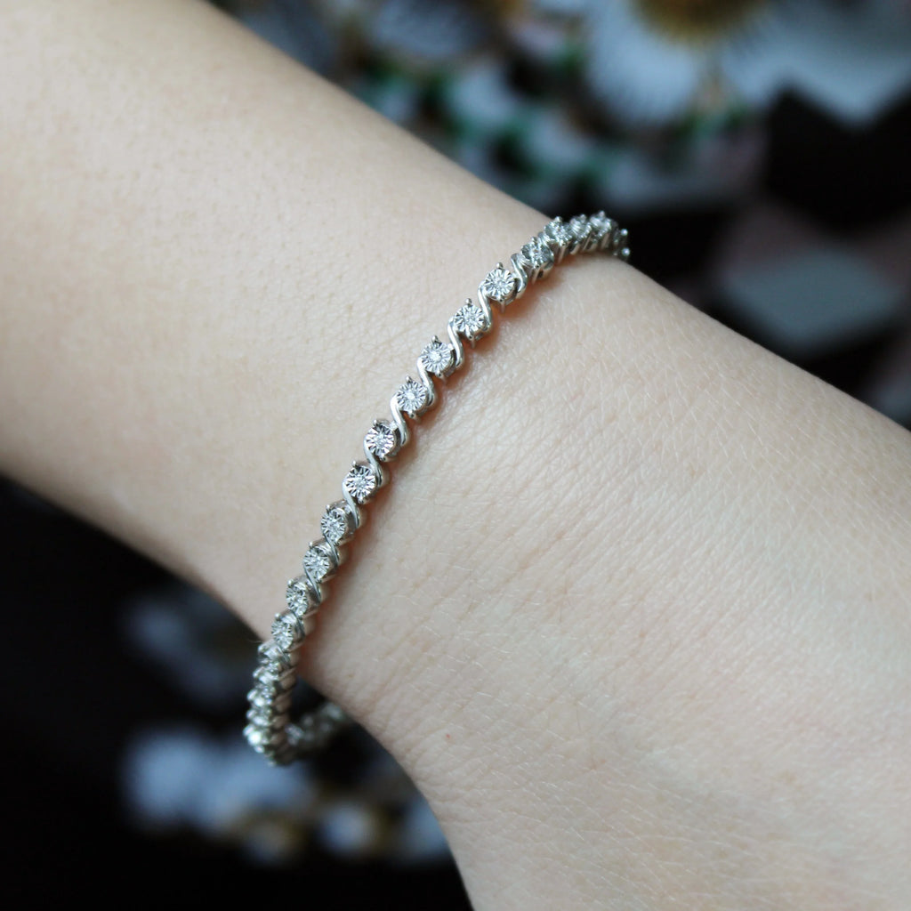 1/3 Carat tw Natural Diamond Tennis Bracelet in 925 Sterling Silver (7 Inches) J962471