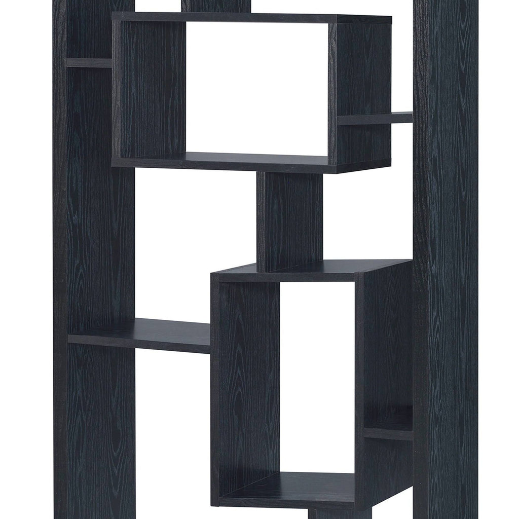 Black Asymmetrical Cube Book Case with Shelves M277