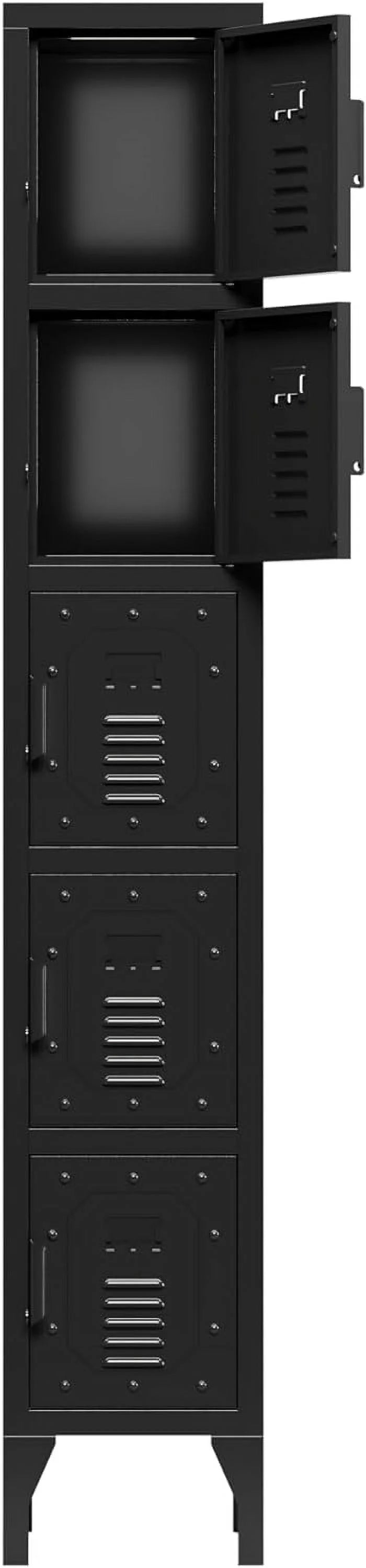 Black 72" Tall Metal Storage Cabinet with 5 Doors A91096