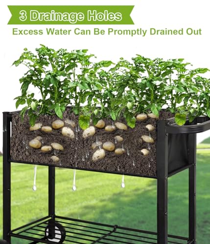 Black Raised Garden Bed with Legs on Wheels Z9992