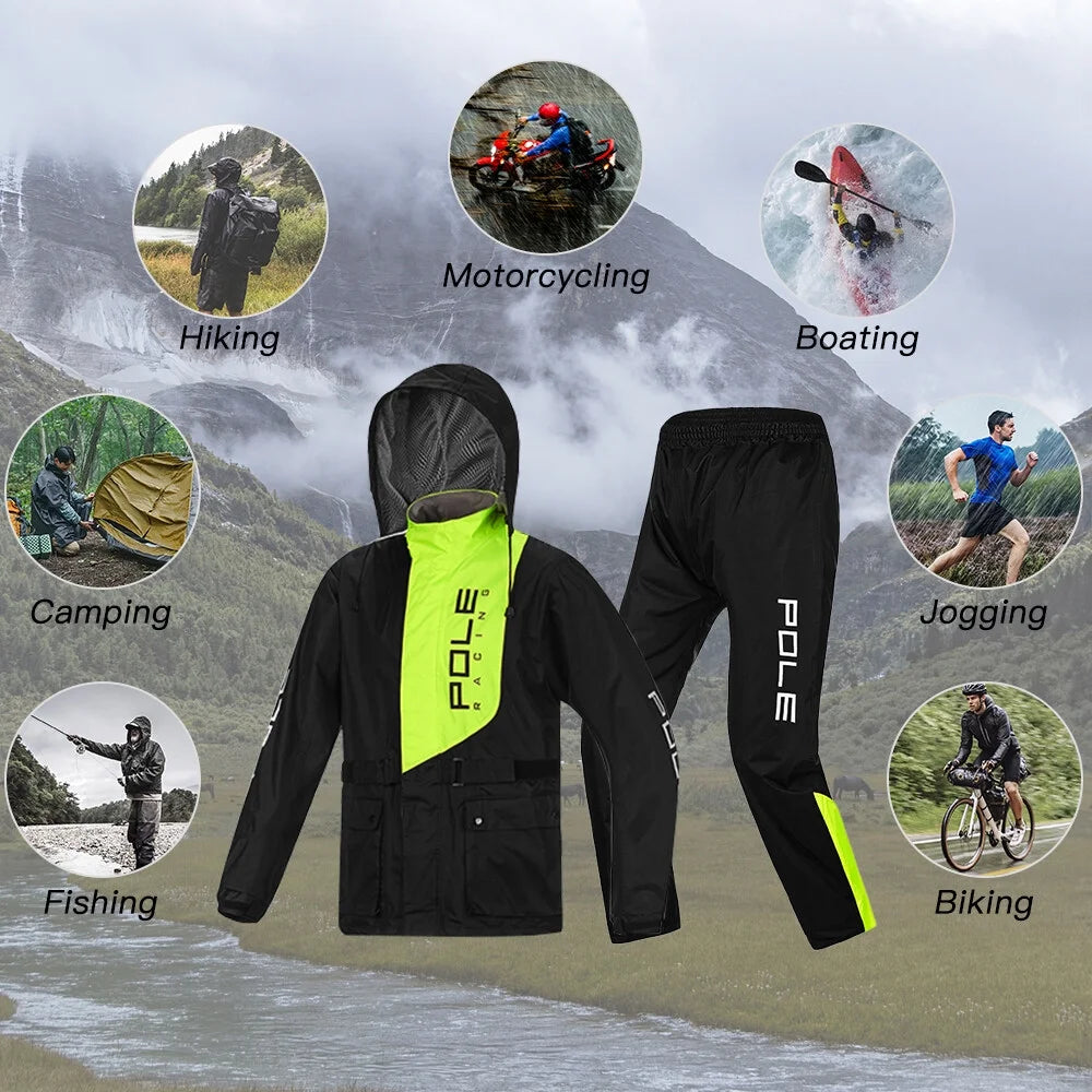 Men Waterproof Breathable Rain Suit Jacket and Pants U84494