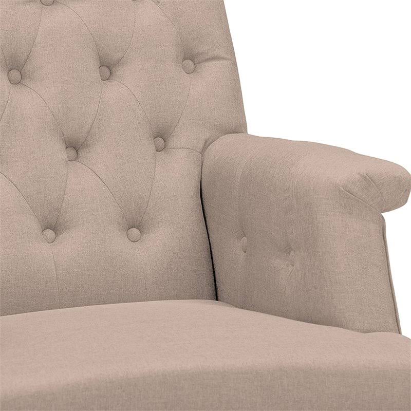 Beige Fabric Upholstered Button-Tufted Armchair N26576