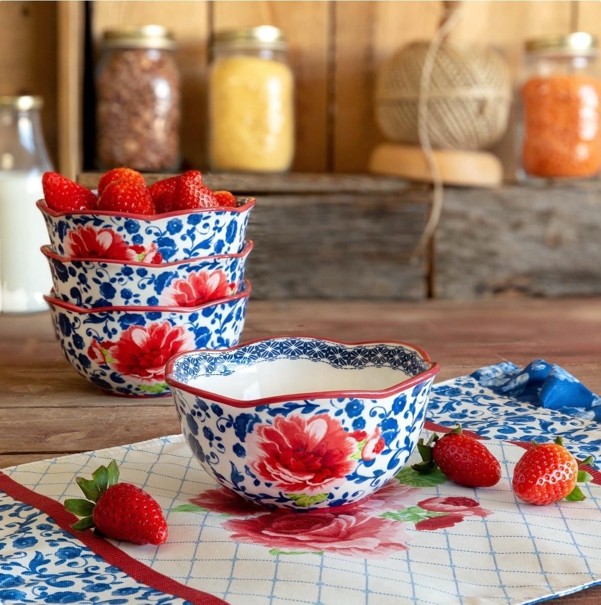 12-Piece Blue Floral Dinnerware Set K456331