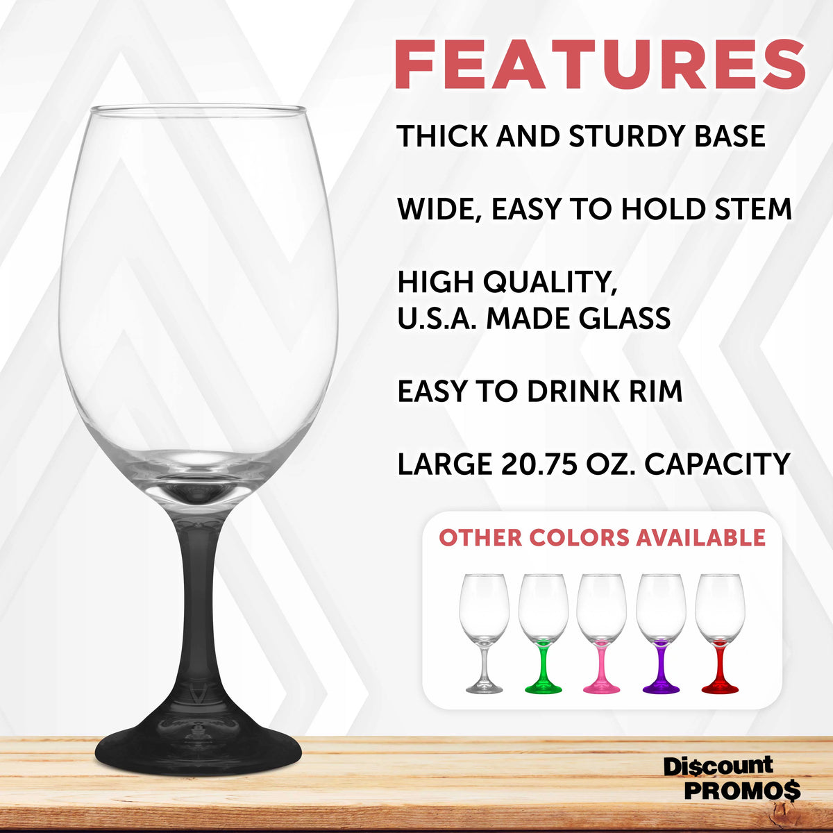 Wine Glasses 20.75 oz. Set of 10 Black K1290