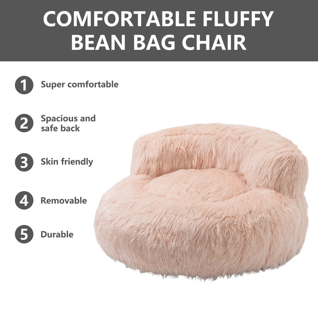 Fluffy Bean Bag Chair with Ottoman Z93140