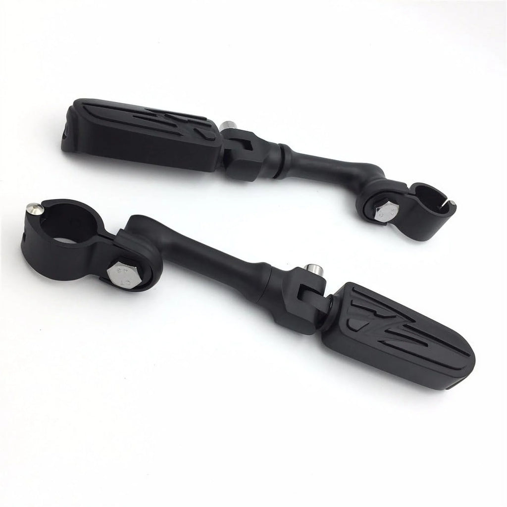 Black Angled Mounting Kit Foot Peg for Bike with 1.25" Front Engine Guard Frame Tube K15389