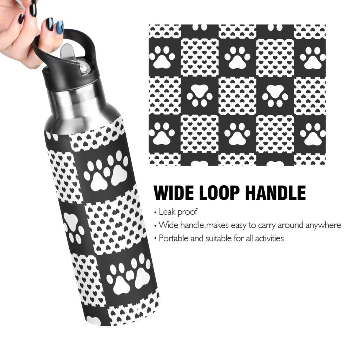 20 OZ Stainless Steel Water Bottle with Straw Lid E770