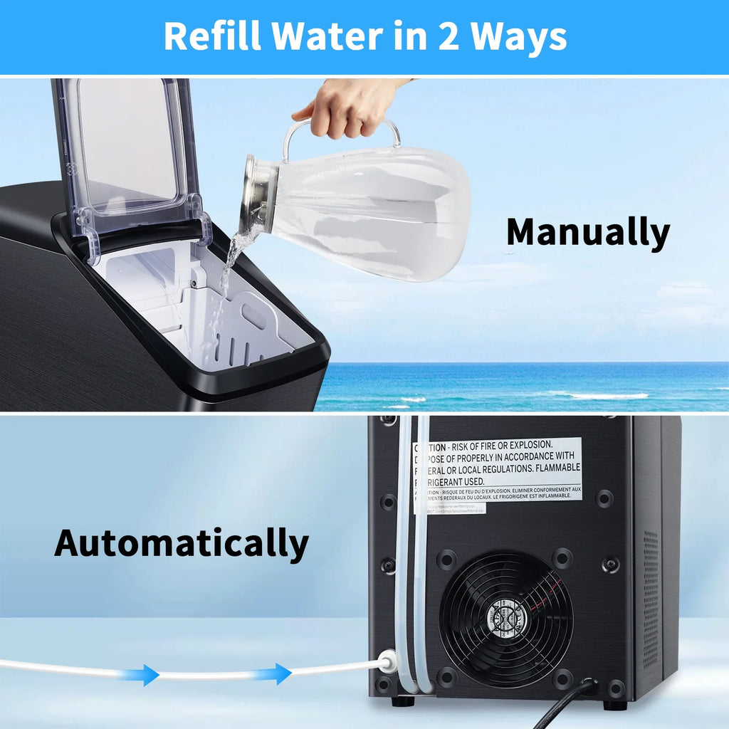 30Lbs Per Day Self-Cleaning Stainless Steel Countertop Ice Maker Y52291