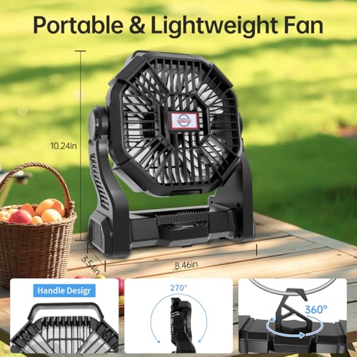 Portable Rechargeable Camping Fan with LED Lantern A84953