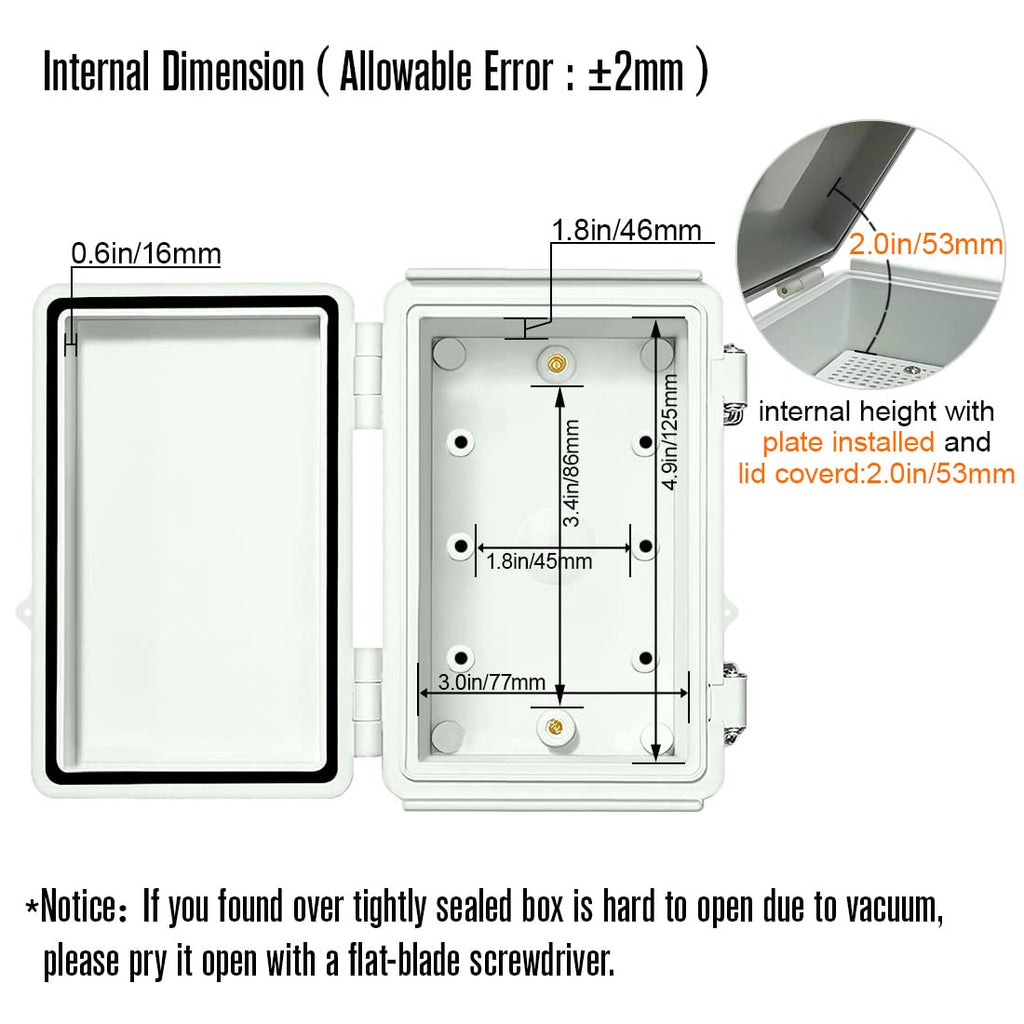 ABS IP67 Waterproof Junction Box with Mounting Plate Pack of 2 Z74724