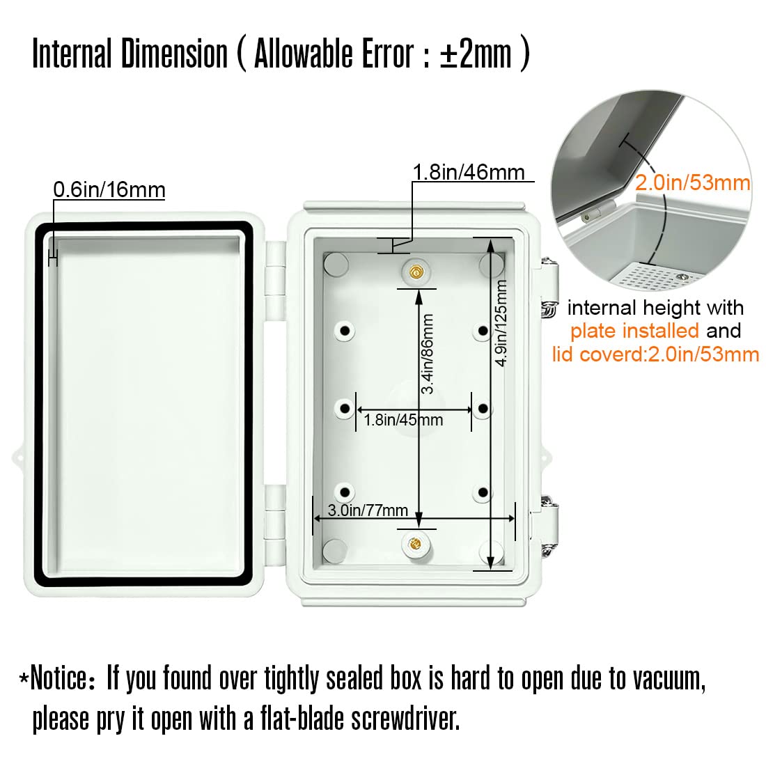 ABS IP67 Waterproof Junction Box with Mounting Plate Pack of 2 Z74724