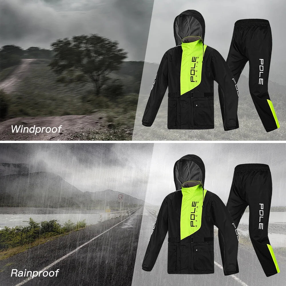 Men Waterproof Breathable Rain Suit Jacket and Pants U84494