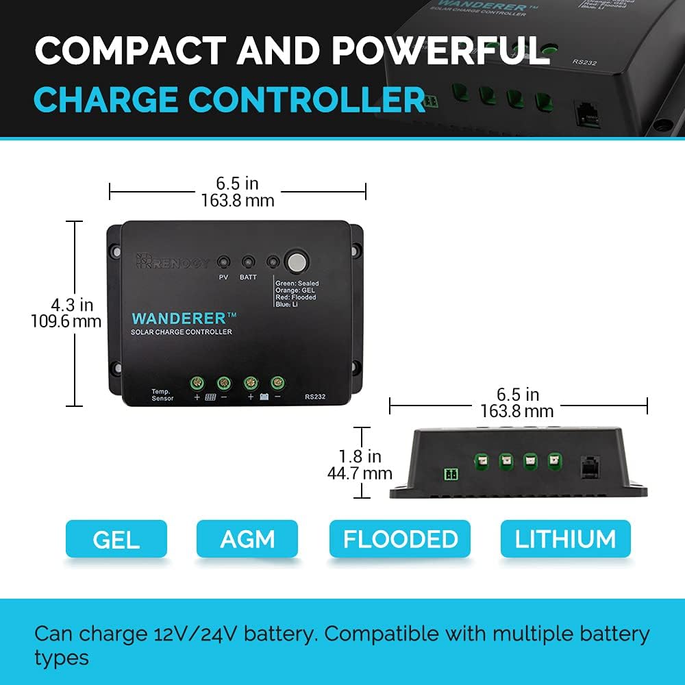 100W Monocrystalline Solar Panel with 30A PWM Charge Controller O95882