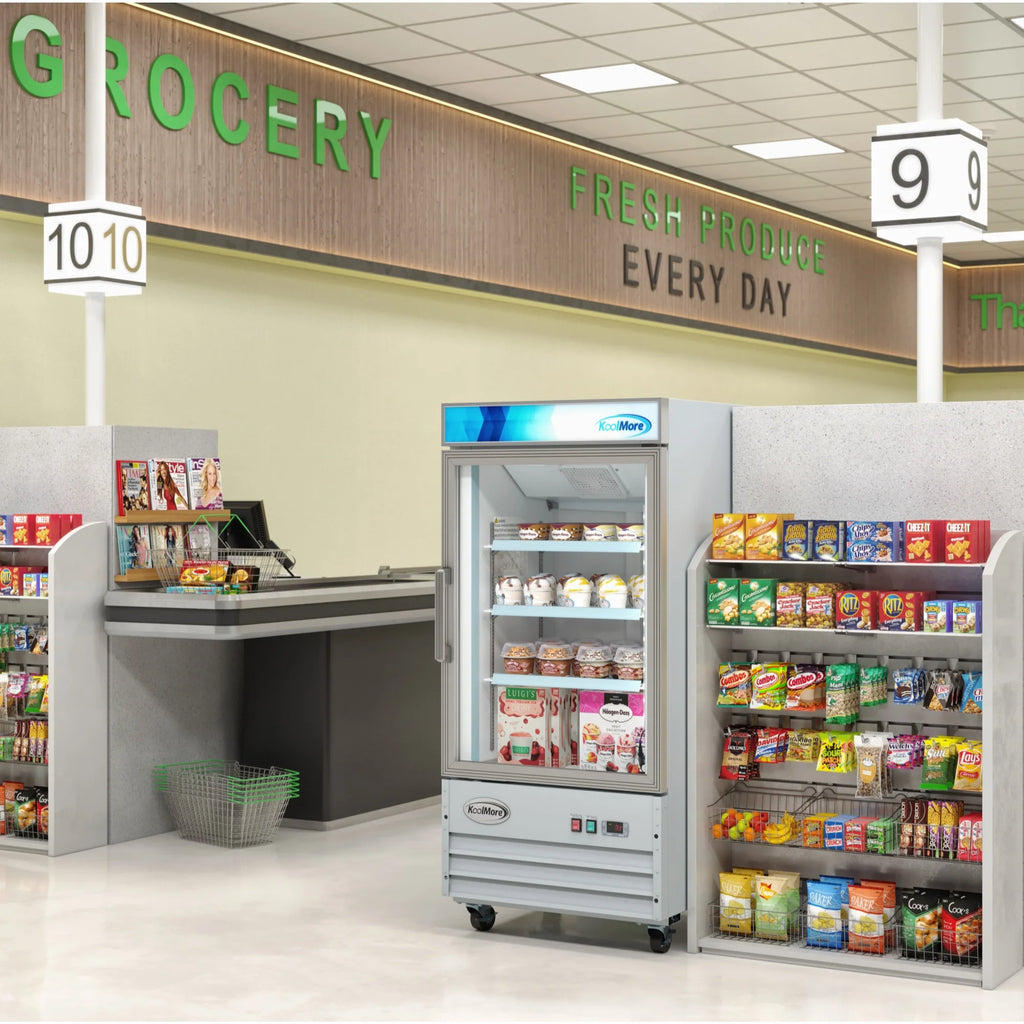 26 in. 1-Door Commercial Display Merchandiser Freezer 9 cu. ft. White W297