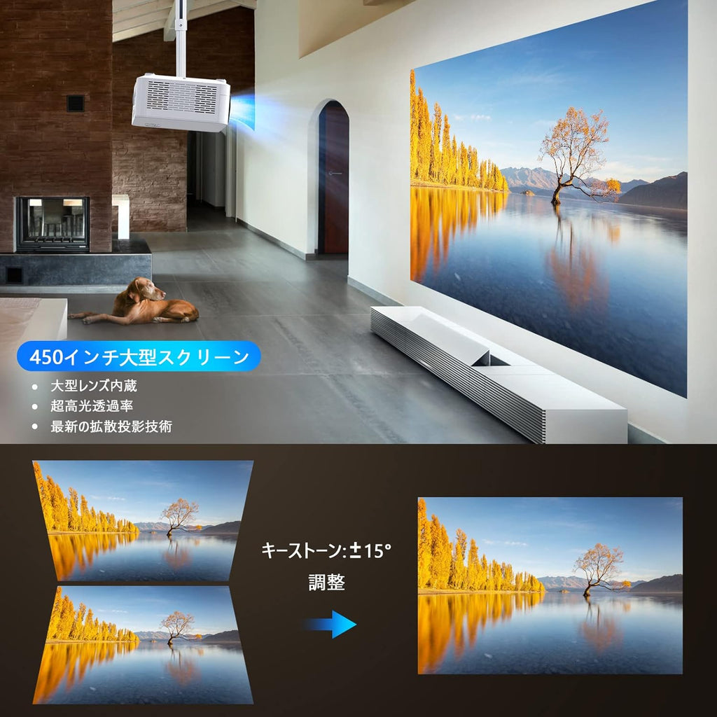 Full HD 1080P WiFi Bluetooth Projector, 9800LM 450" Display 4K Movie Projector H845802