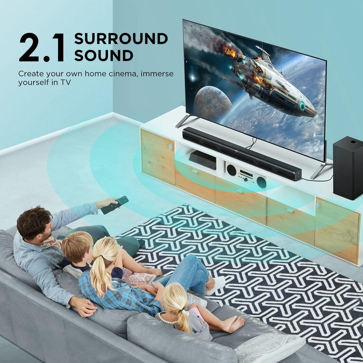 2.1 Slim Sound Bar with Subwoofer T66191