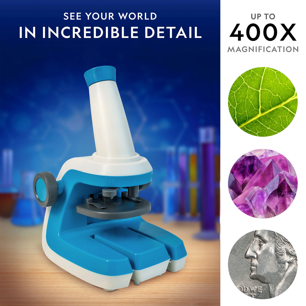 Kids Microscope with Blank and Prepared Slides, Rock & Mineral Specimens O204