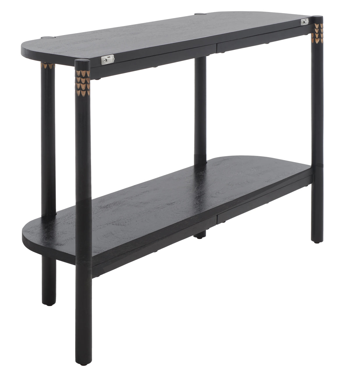 Black Natural Wood Console Table with Shelf N7704