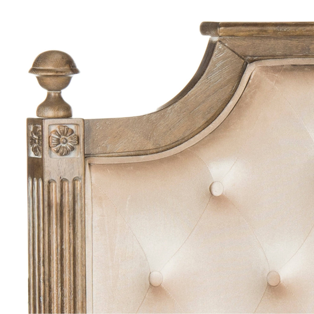 Rustic Wood Tufted Velvet Headboard Beige Full T21253