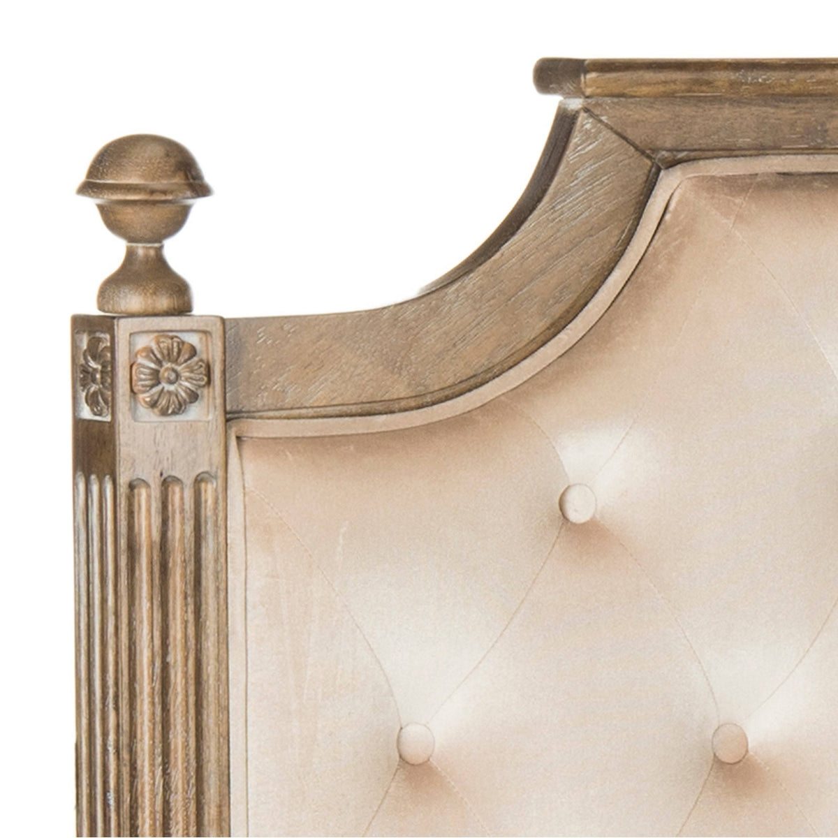 Rustic Wood Tufted Velvet Headboard Beige Full T21253