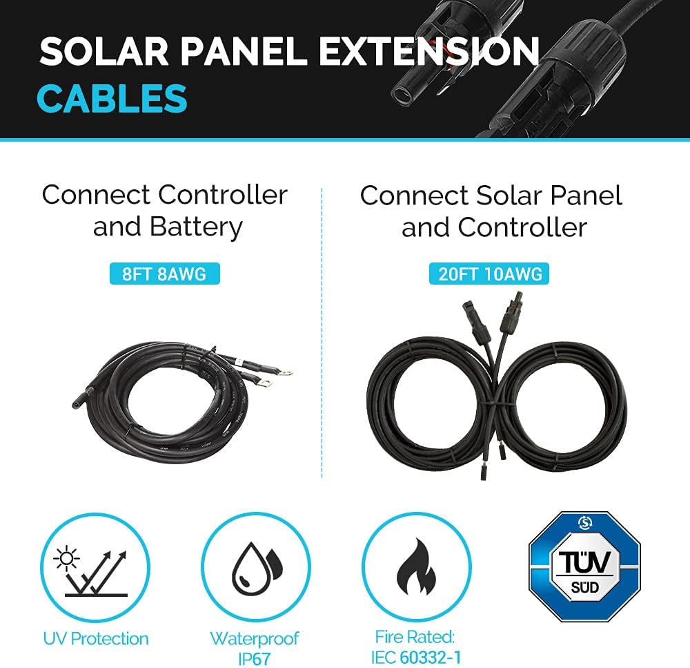 100W Monocrystalline Solar Panel with 30A PWM Charge Controller O95882