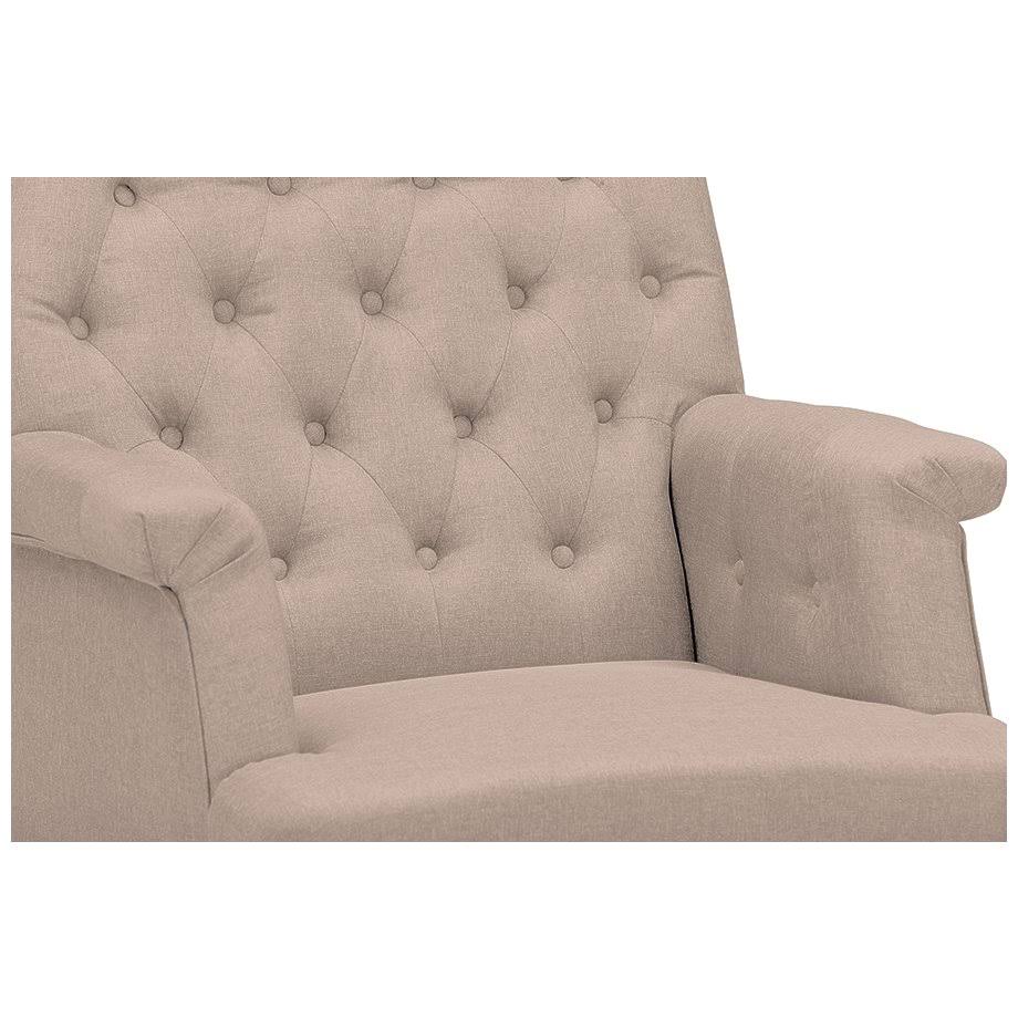 Beige Fabric Upholstered Button-Tufted Armchair N26576