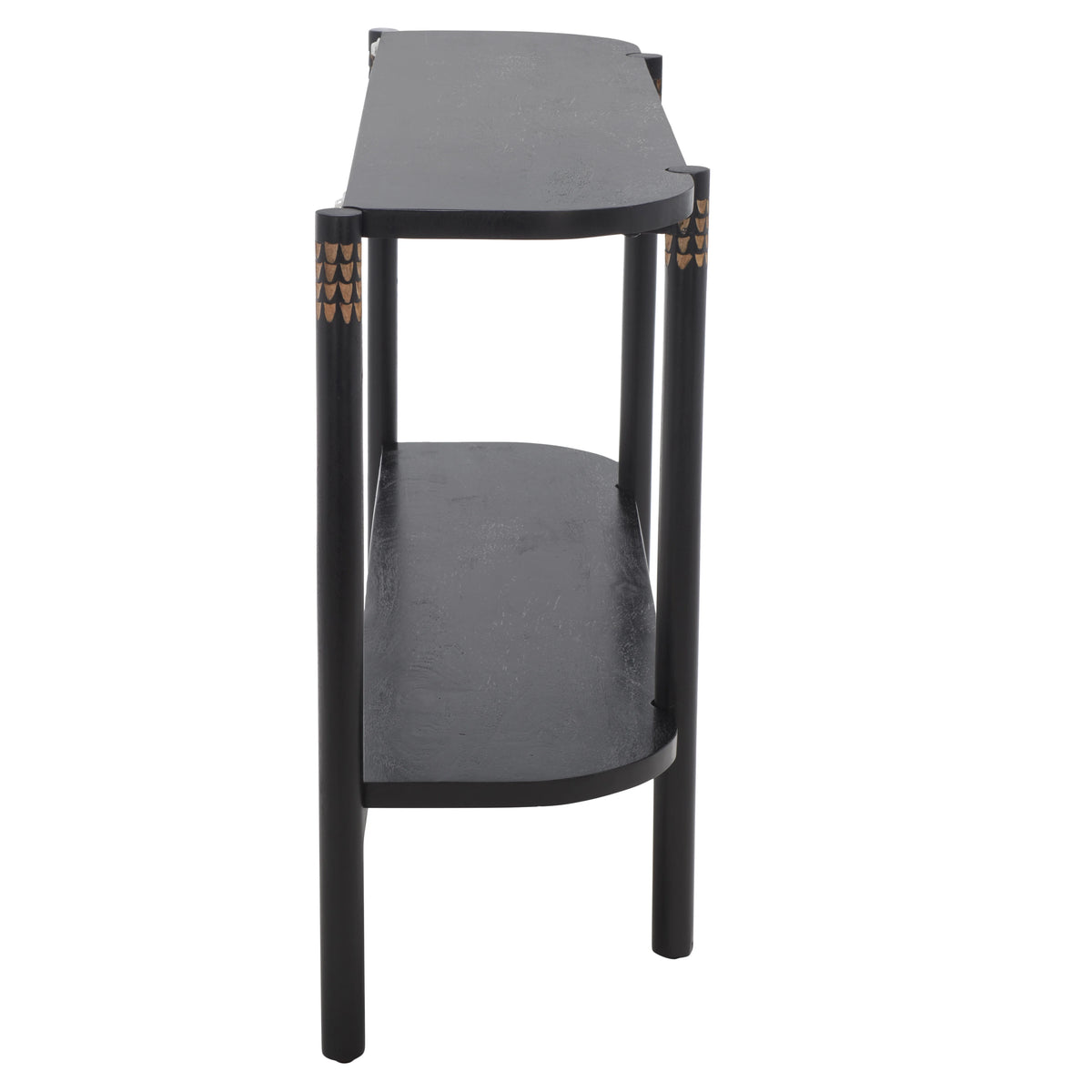 Black Natural Wood Console Table with Shelf N7704
