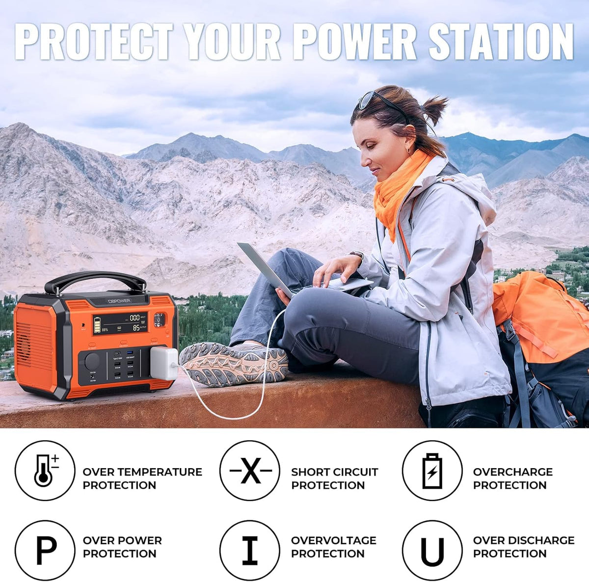 Portable Power Station 505Wh 500W Lithium Battery Pack with 110V AC Outlet SOS LED B654461
