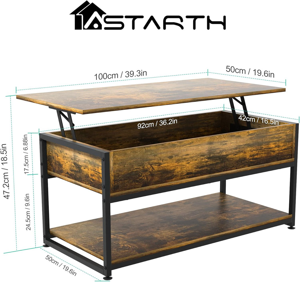 Lift Top Coffee Table with Storage Shelf S70218