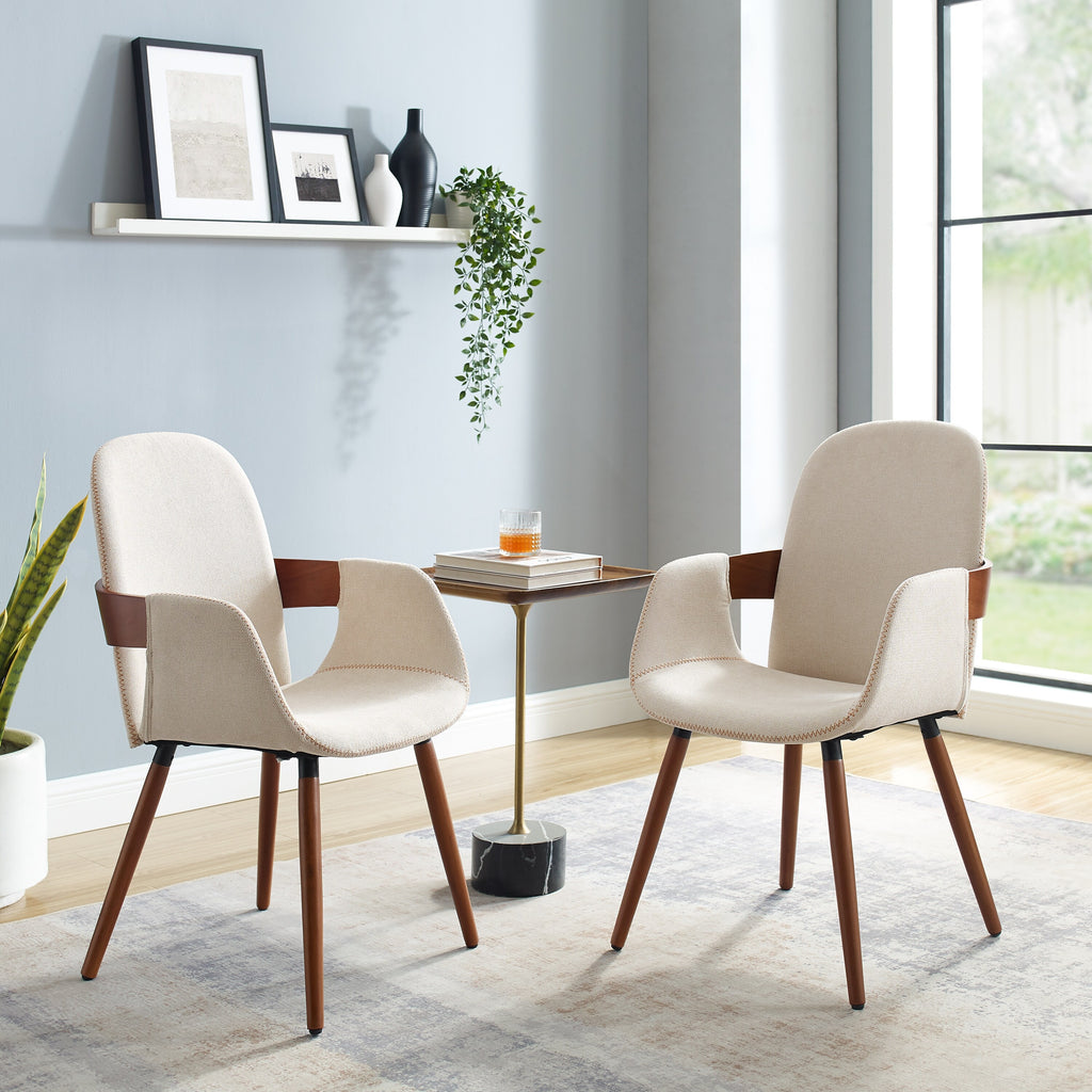 Dark Grey Upholstered Accent Side Chairs with Bamboo Legs Set of 2 L999