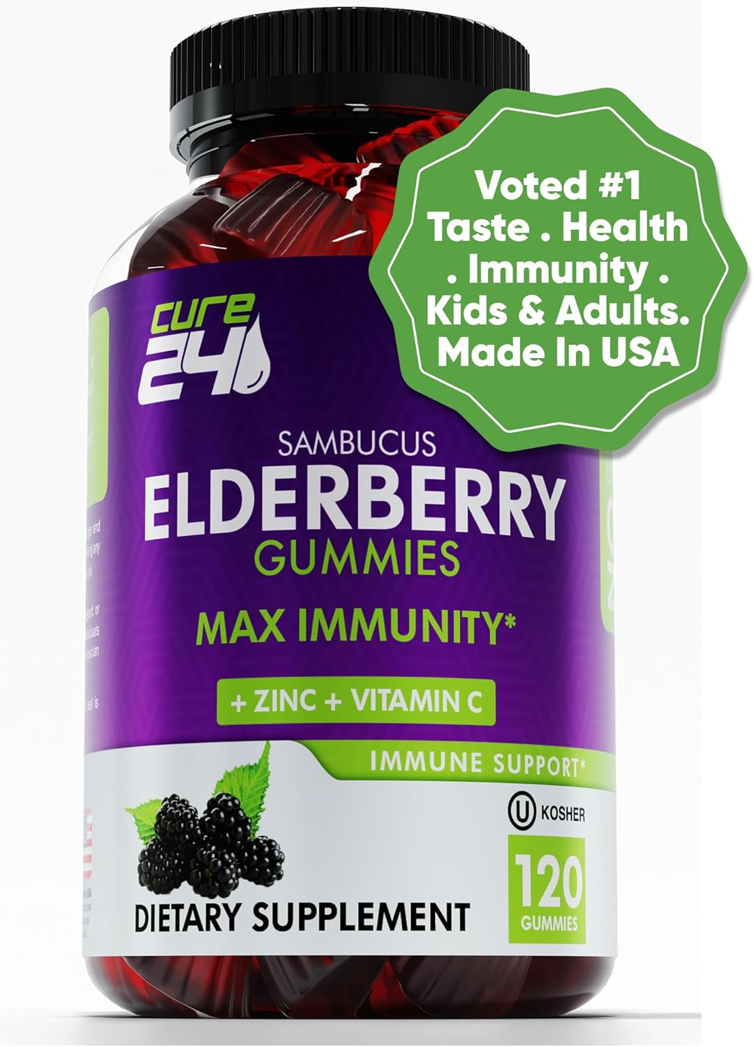 Elderberry Gummies with Vitamin C and Zinc 120 Count L6818