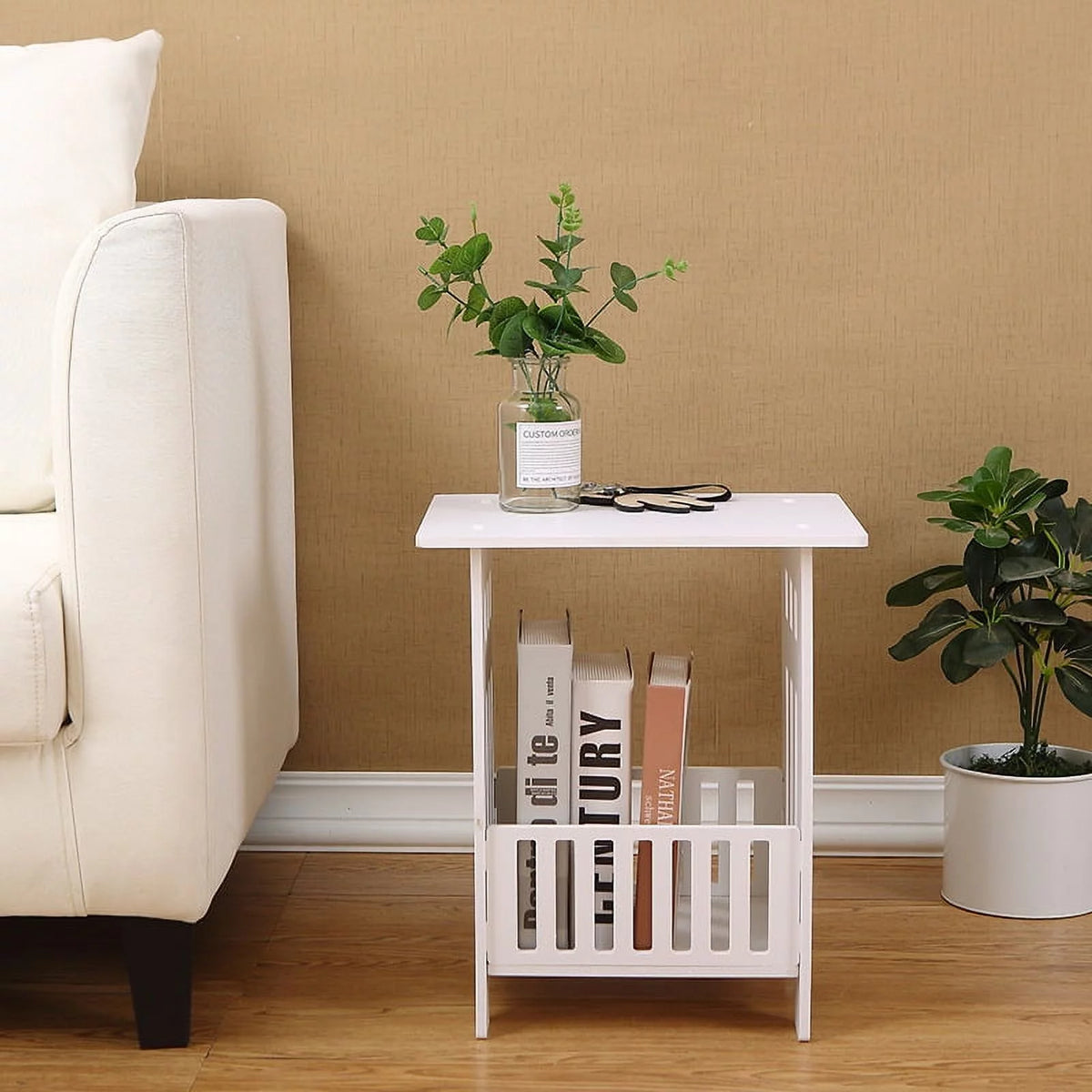 White Square Nightstand B455