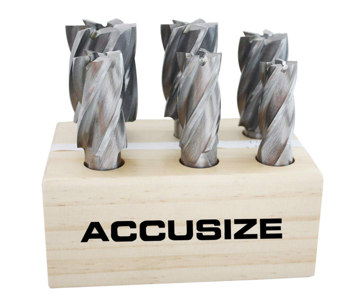 6 Pc Multi Flute H.S.S. End Mills Set, 3/4'' Shank, Cutting Dia 3/4'' to 1-1/2'' X247