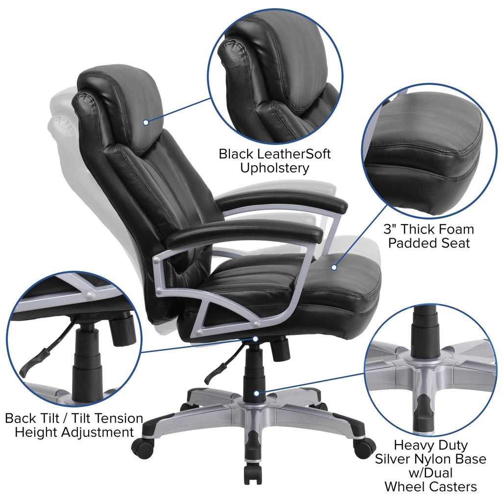 Black Big & Tall Office Chair with Arms C259